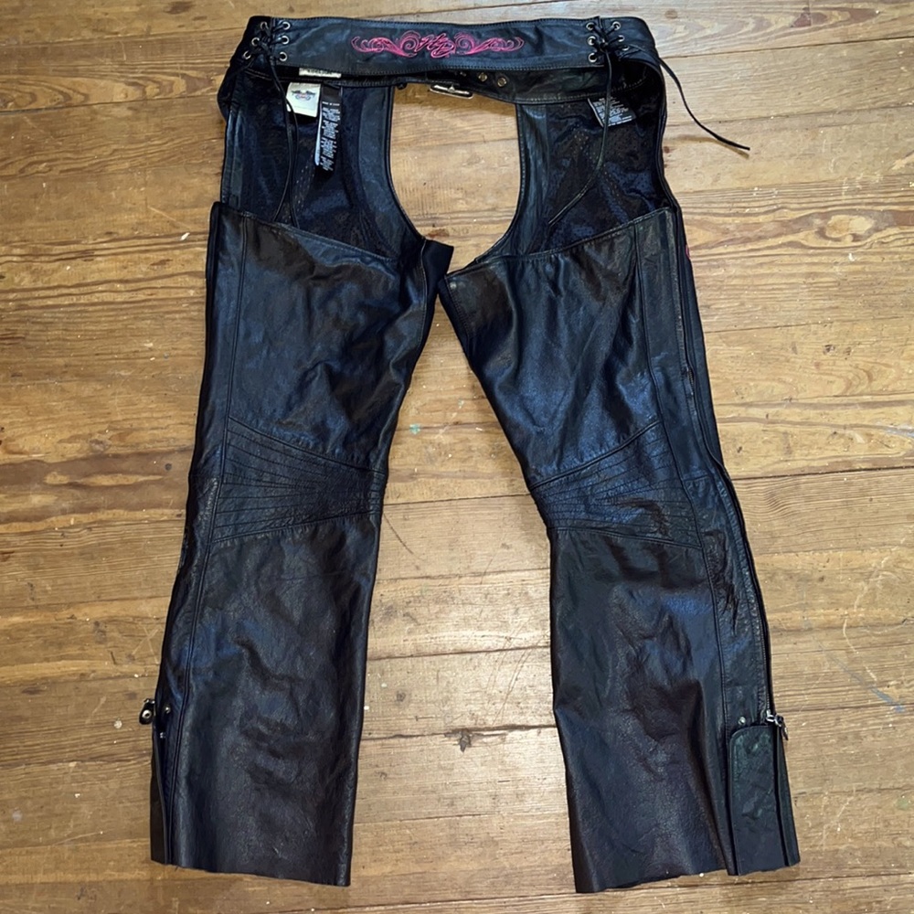 Genuine Harley-Davidson Leather Chaps Riding Gear XL Ladies style 97069–11VW